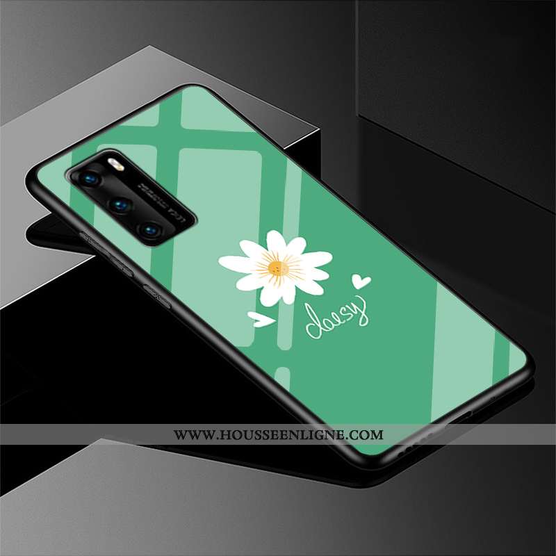 Housse Huawei P40 Verre Créatif Étui Simple Incassable Tout Compris Nouveau Verte