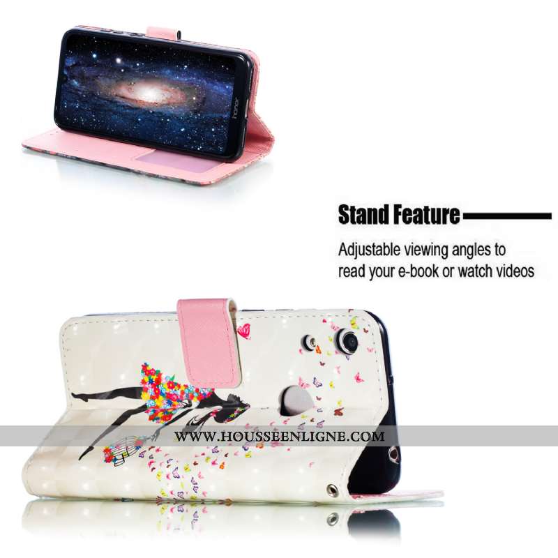 Housse Huawei Y5 2020 Cuir Protection Motif Blanc Animal Étui Téléphone Portable Blanche