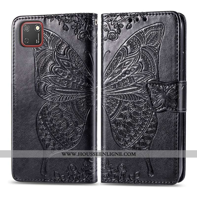 Housse Huawei Y5p Charmant Cuir Téléphone Portable Coque Rose Papillon Ornements Suspendus