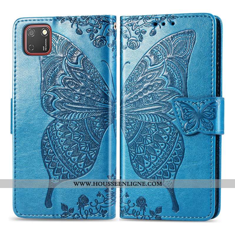 Housse Huawei Y5p Charmant Cuir Téléphone Portable Coque Rose Papillon Ornements Suspendus