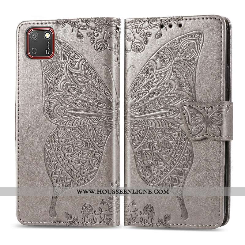 Housse Huawei Y5p Charmant Cuir Téléphone Portable Coque Rose Papillon Ornements Suspendus