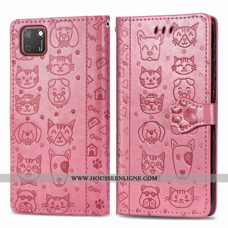 Housse Huawei Y5p Cuir Protection Chiens Coque Téléphone Portable En Relief Violet