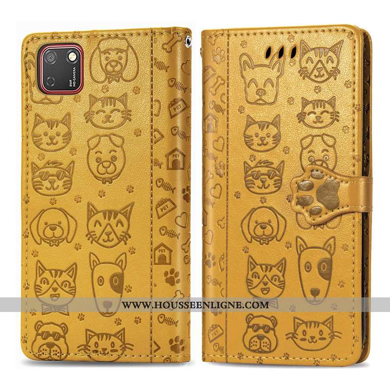 Housse Huawei Y5p Cuir Protection Chiens Coque Téléphone Portable En Relief Violet