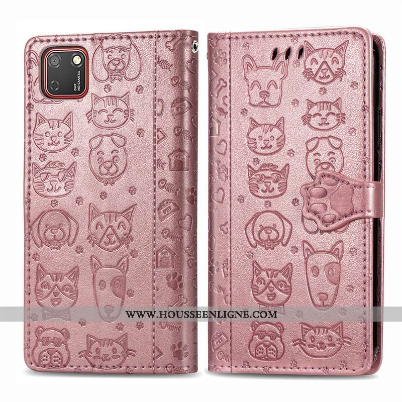 Housse Huawei Y5p Cuir Protection Chiens Coque Téléphone Portable En Relief Violet