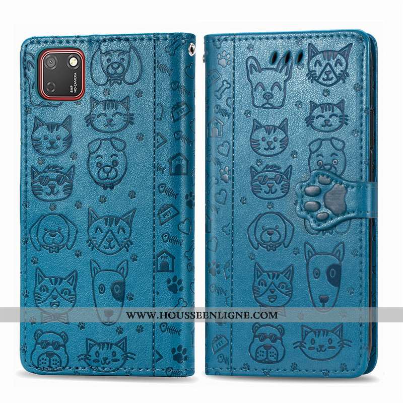 Housse Huawei Y5p Cuir Protection Chiens Coque Téléphone Portable En Relief Violet