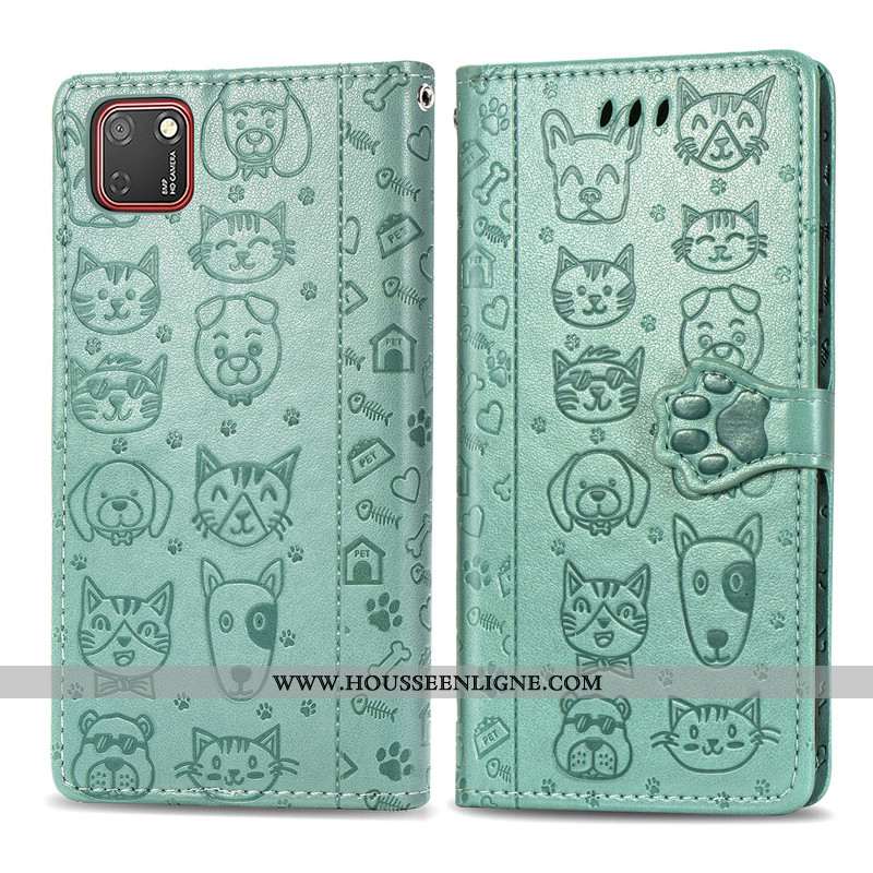 Housse Huawei Y5p Cuir Protection Chiens Coque Téléphone Portable En Relief Violet