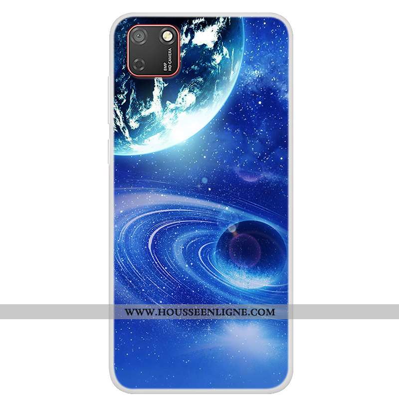 Housse Huawei Y5p Fluide Doux Protection Tendance Coque Étui Téléphone Portable Bleu