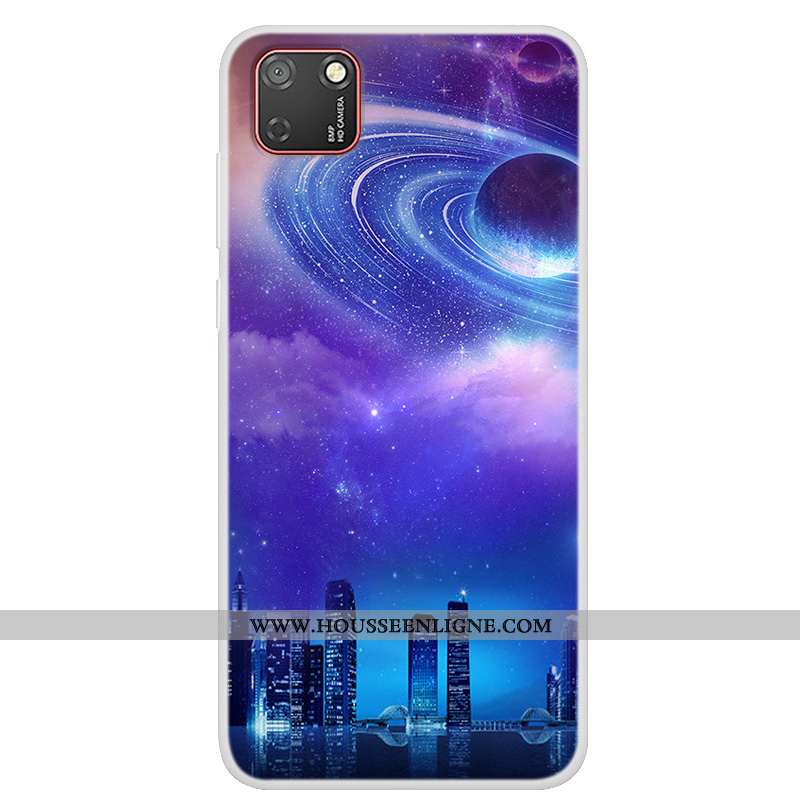 Housse Huawei Y5p Fluide Doux Protection Tendance Coque Étui Téléphone Portable Bleu