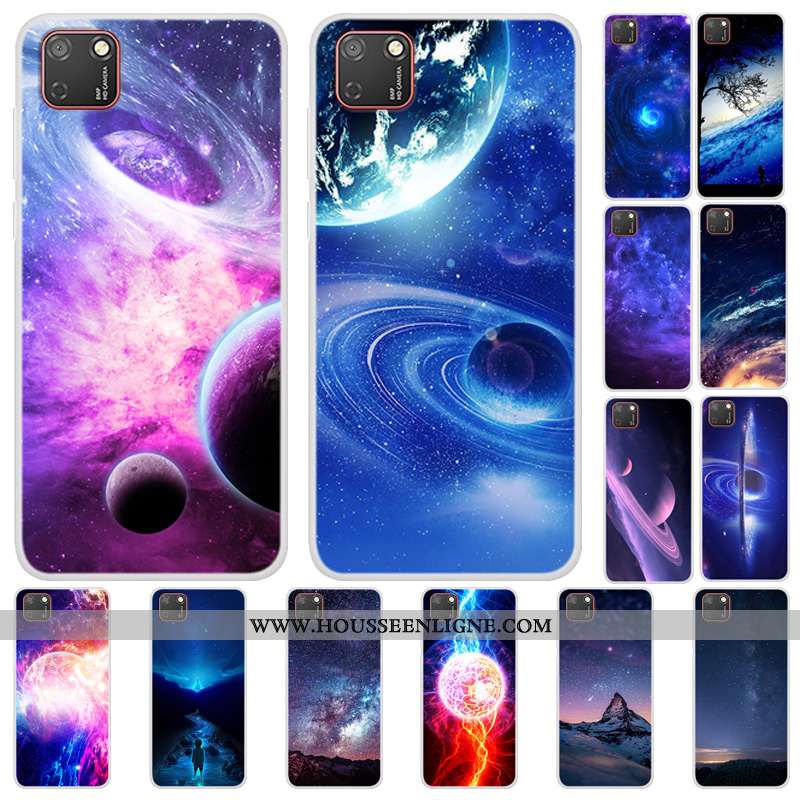 Housse Huawei Y5p Fluide Doux Protection Tendance Coque Étui Téléphone Portable Bleu