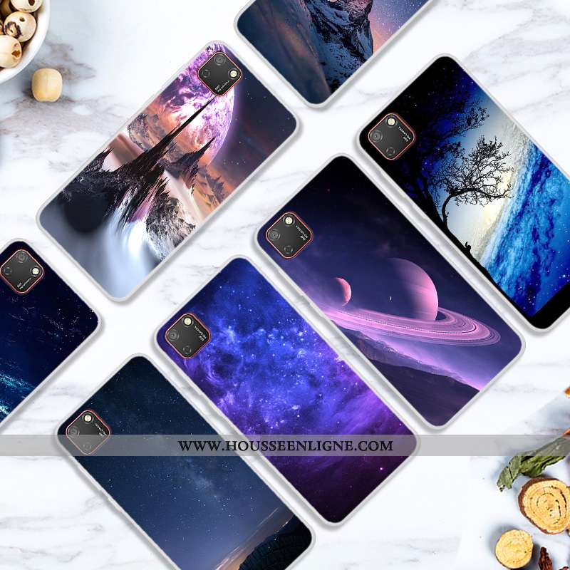 Housse Huawei Y5p Fluide Doux Protection Tendance Coque Étui Téléphone Portable Bleu