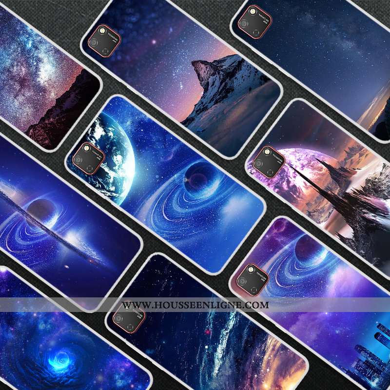 Housse Huawei Y5p Fluide Doux Protection Tendance Coque Étui Téléphone Portable Bleu