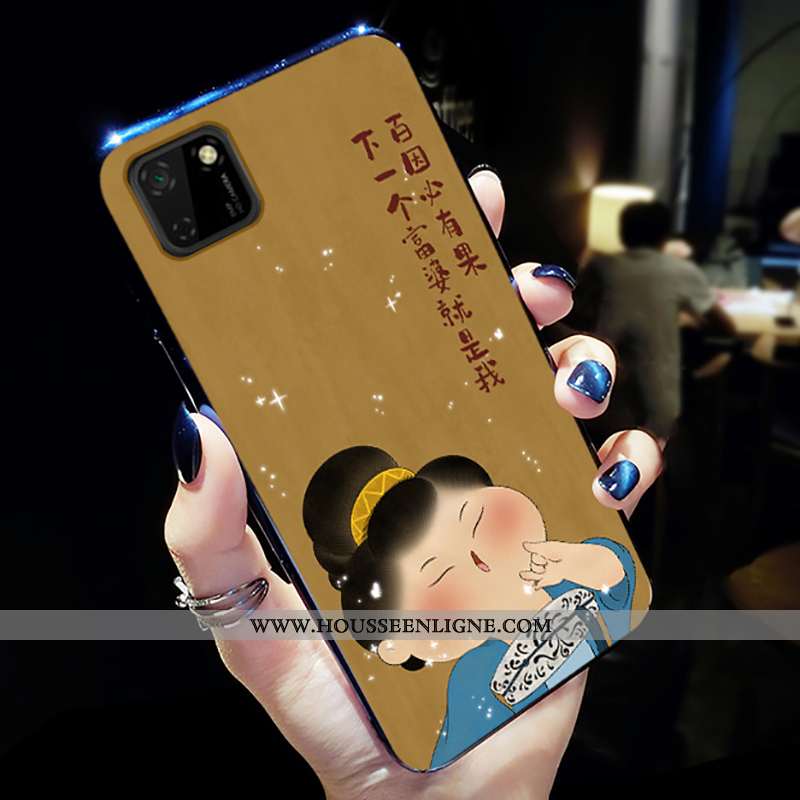 Housse Huawei Y5p Mode Protection Délavé En Daim Jaune Petit Téléphone Portable Net Rouge
