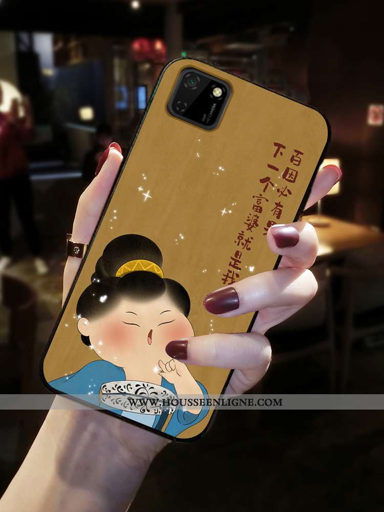 Housse Huawei Y5p Mode Protection Délavé En Daim Jaune Petit Téléphone Portable Net Rouge