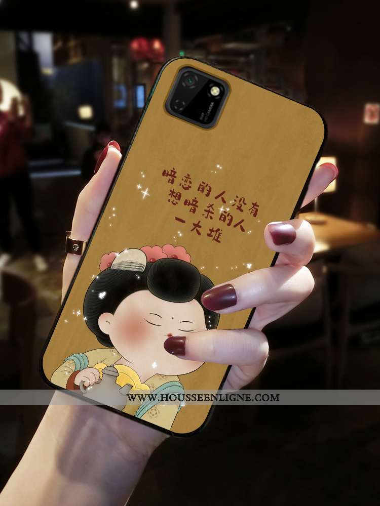Housse Huawei Y5p Mode Protection Délavé En Daim Jaune Petit Téléphone Portable Net Rouge