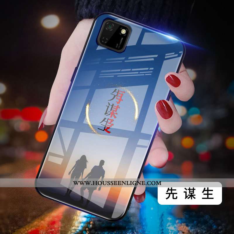 Housse Huawei Y5p Protection Verre Net Rouge Miroir Difficile Peinture Coque Bleu