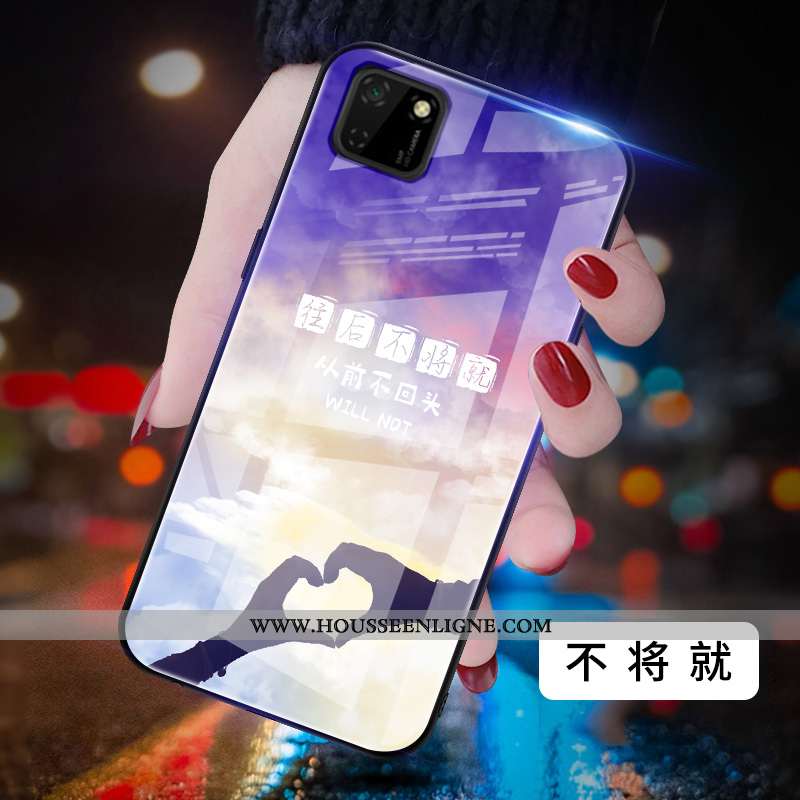 Housse Huawei Y5p Protection Verre Net Rouge Miroir Difficile Peinture Coque Bleu