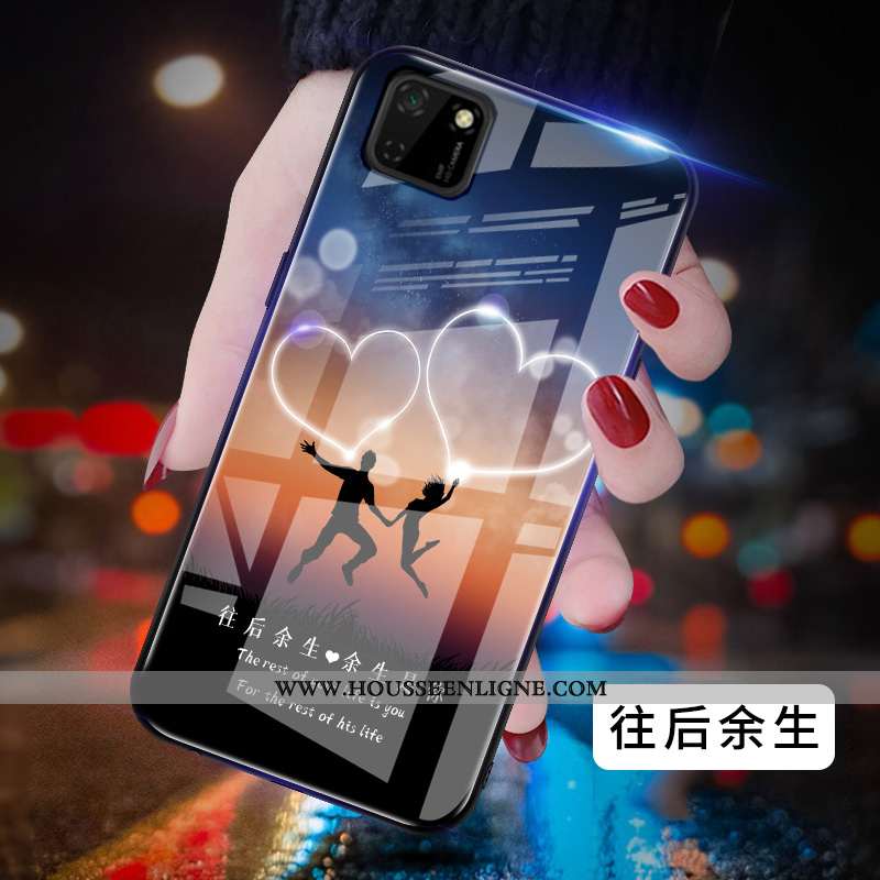 Housse Huawei Y5p Protection Verre Net Rouge Miroir Difficile Peinture Coque Bleu