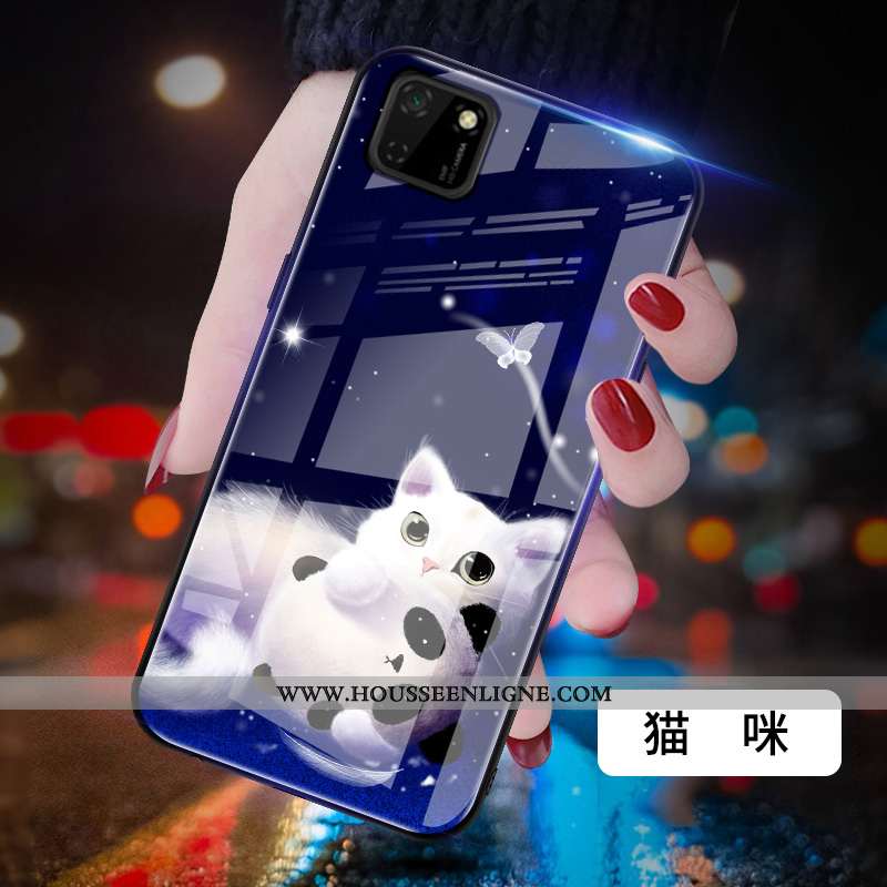 Housse Huawei Y5p Protection Verre Net Rouge Miroir Difficile Peinture Coque Bleu