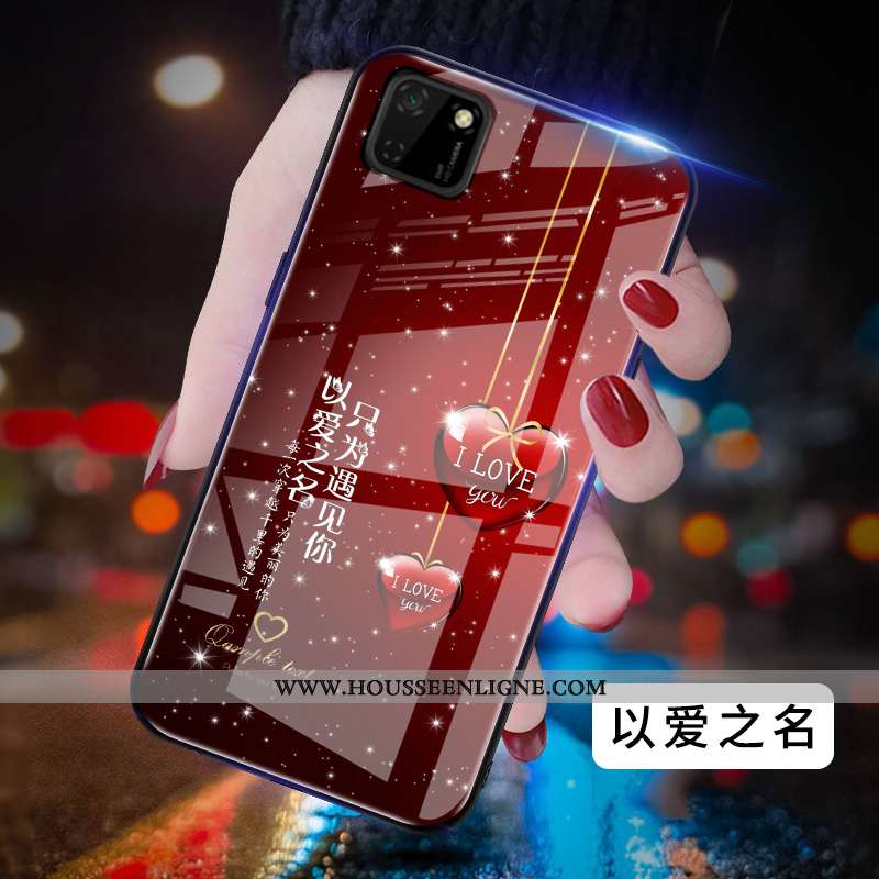 Housse Huawei Y5p Protection Verre Net Rouge Miroir Difficile Peinture Coque Bleu