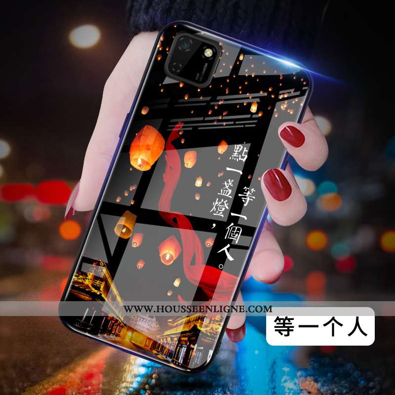 Housse Huawei Y5p Protection Verre Net Rouge Miroir Difficile Peinture Coque Bleu