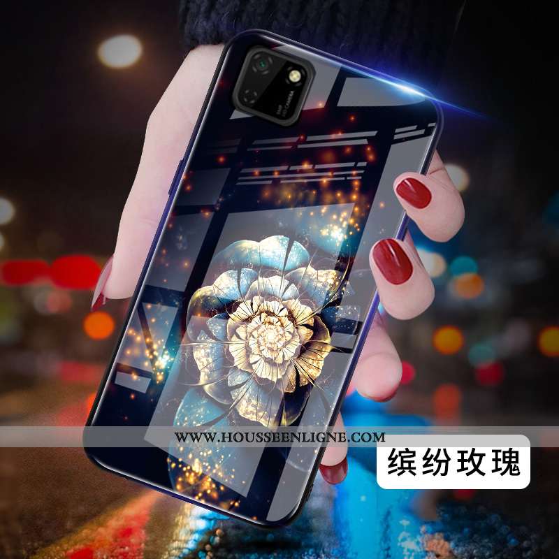 Housse Huawei Y5p Protection Verre Net Rouge Miroir Difficile Peinture Coque Bleu