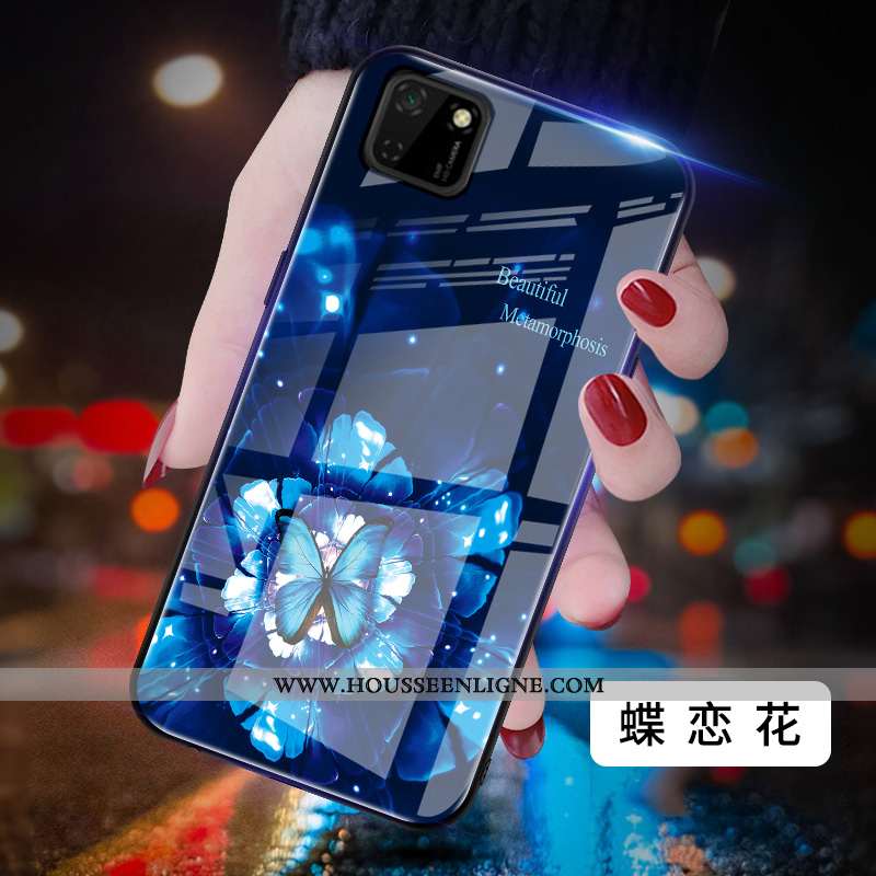 Housse Huawei Y5p Protection Verre Net Rouge Miroir Difficile Peinture Coque Bleu