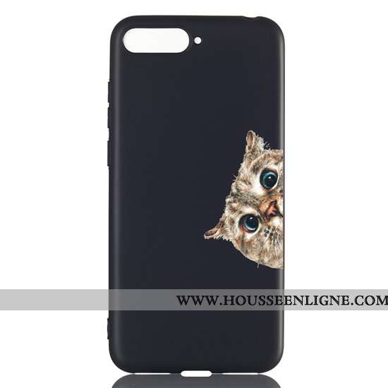 Housse Huawei Y6 2020 Délavé En Daim Dessin Animé Noir 2020 Pu Fluide Doux Coque