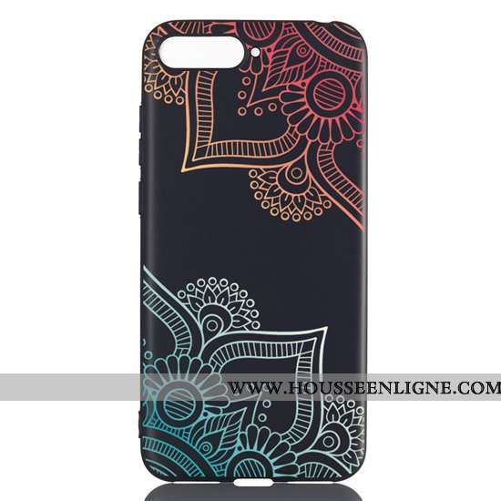 Housse Huawei Y6 2020 Délavé En Daim Dessin Animé Noir 2020 Pu Fluide Doux Coque