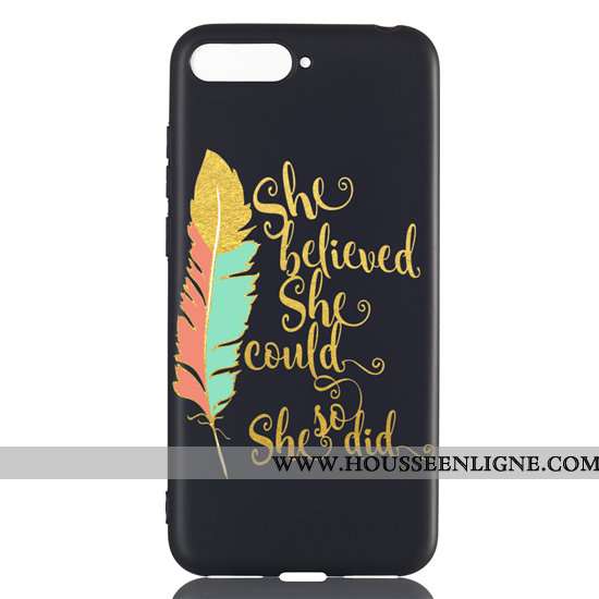 Housse Huawei Y6 2020 Délavé En Daim Dessin Animé Noir 2020 Pu Fluide Doux Coque