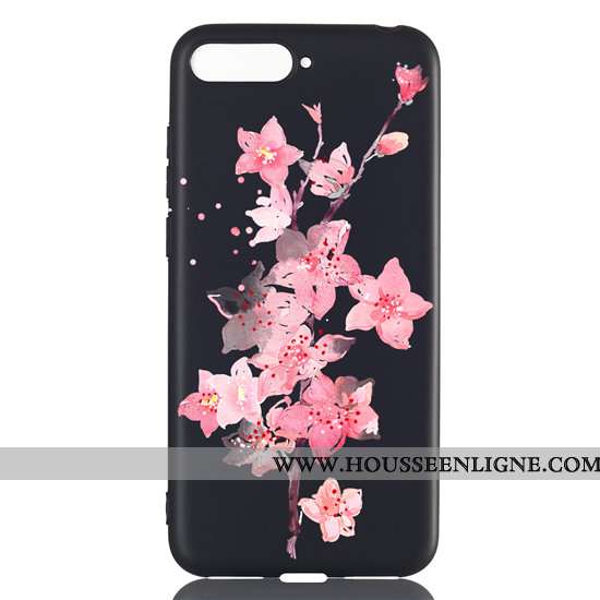 Housse Huawei Y6 2020 Délavé En Daim Dessin Animé Noir 2020 Pu Fluide Doux Coque