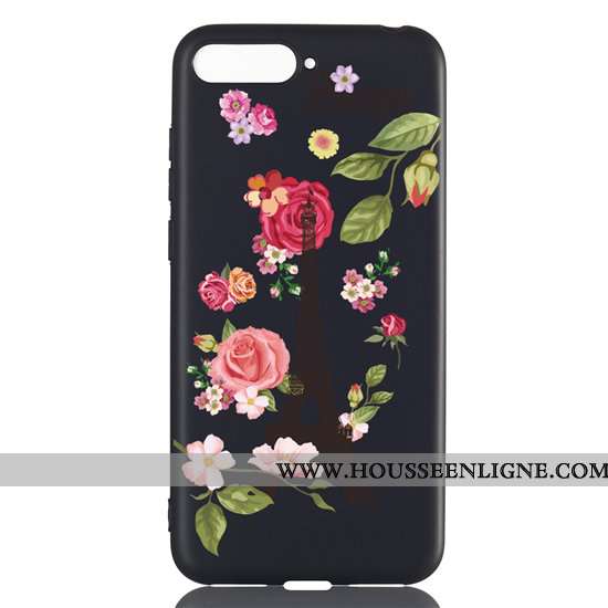 Housse Huawei Y6 2020 Délavé En Daim Dessin Animé Noir 2020 Pu Fluide Doux Coque