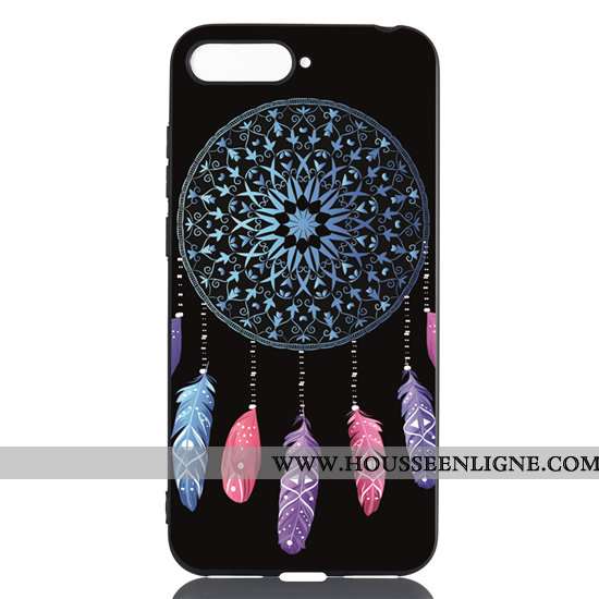 Housse Huawei Y6 2020 Délavé En Daim Dessin Animé Noir 2020 Pu Fluide Doux Coque