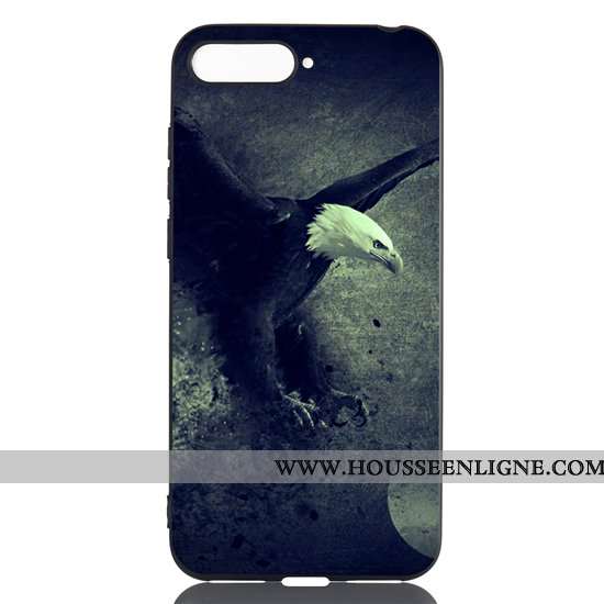 Housse Huawei Y6 2020 Délavé En Daim Dessin Animé Noir 2020 Pu Fluide Doux Coque