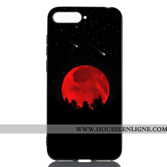 Housse Huawei Y6 2020 Délavé En Daim Dessin Animé Noir 2020 Pu Fluide Doux Coque