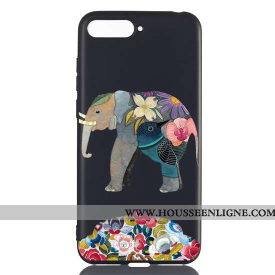 Housse Huawei Y6 2020 Délavé En Daim Dessin Animé Noir 2020 Pu Fluide Doux Coque