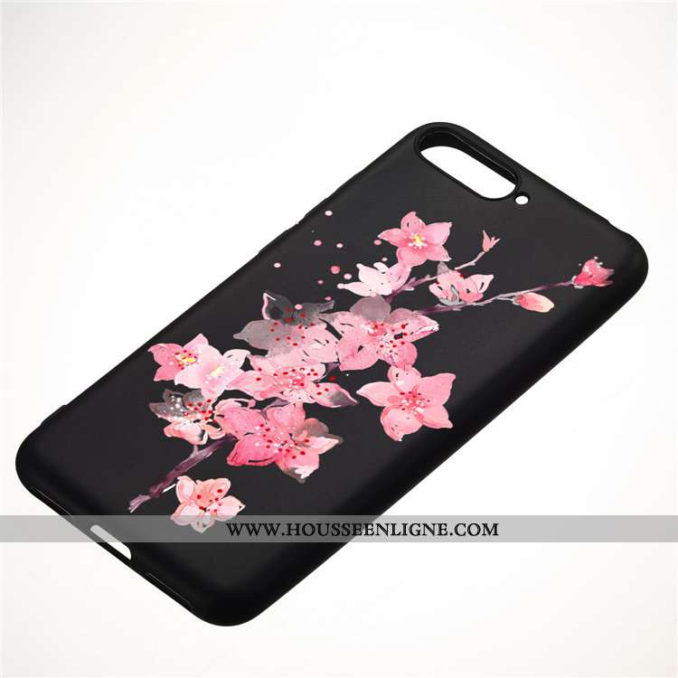 Housse Huawei Y6 2020 Délavé En Daim Dessin Animé Noir 2020 Pu Fluide Doux Coque