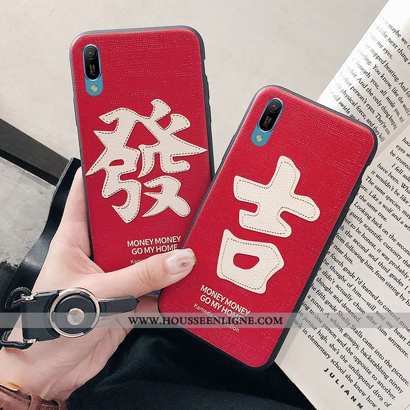 Housse Huawei Y6 2020 Gaufrage Fluide Doux Étui 2020 Rouge Silicone Coque