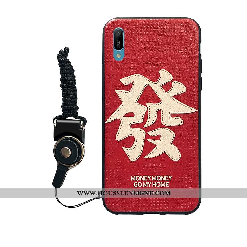 Housse Huawei Y6 2020 Gaufrage Fluide Doux Étui 2020 Rouge Silicone Coque
