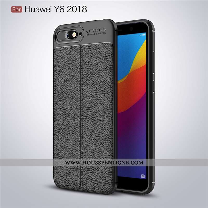Housse Huawei Y6 2020 Tendance Cuir Bleu Marin Étui Incassable Coque Silicone Bleu Foncé