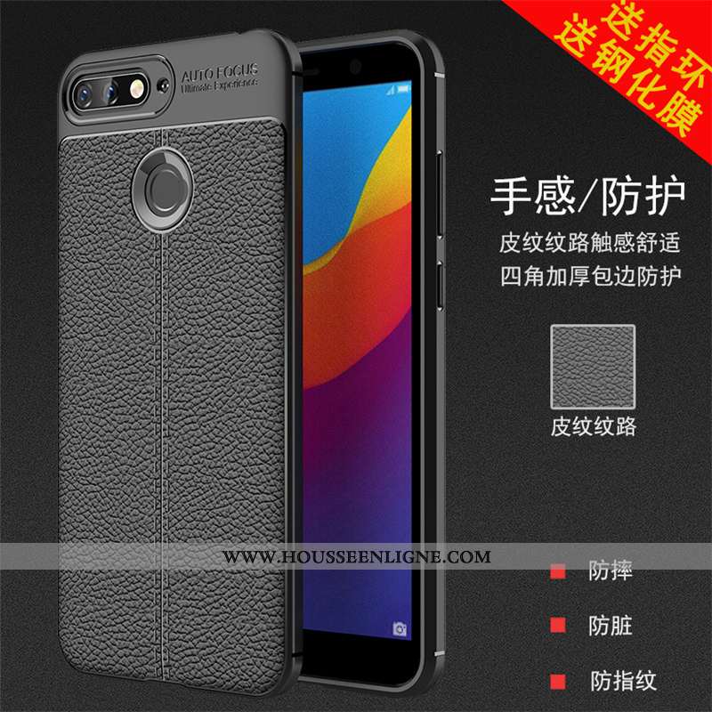 Housse Huawei Y6 2020 Tendance Cuir Bleu Marin Étui Incassable Coque Silicone Bleu Foncé