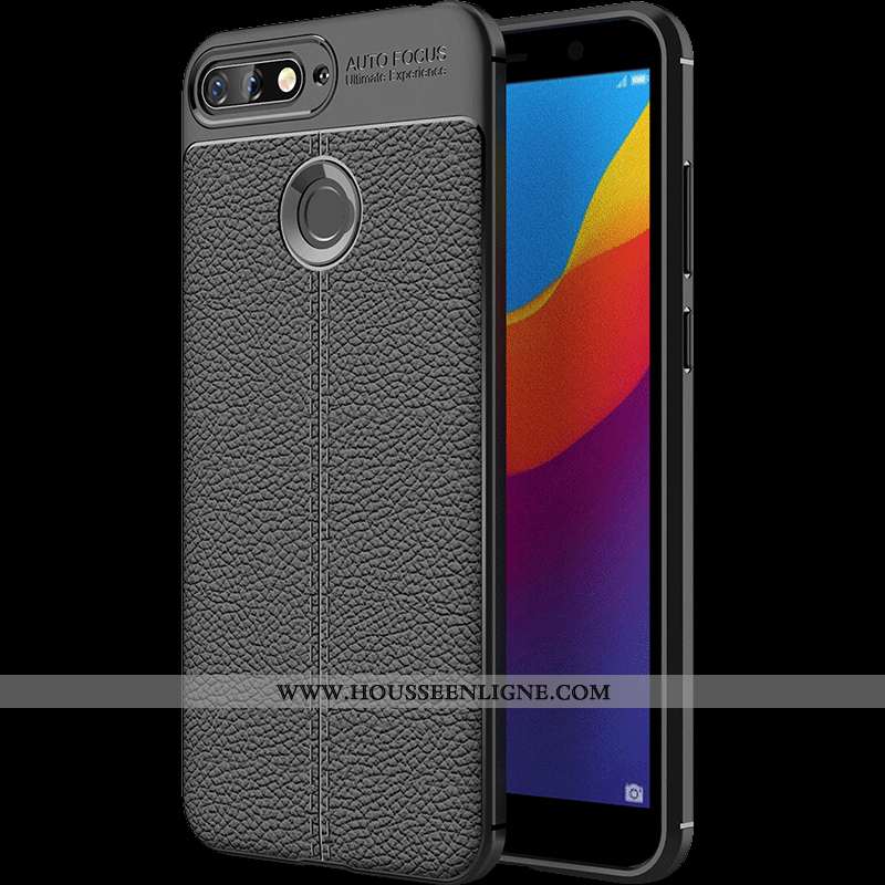 Housse Huawei Y6 2020 Tendance Cuir Bleu Marin Étui Incassable Coque Silicone Bleu Foncé
