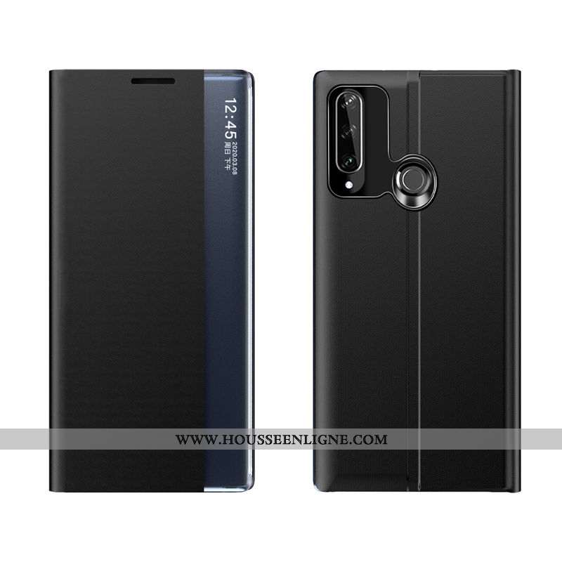 Housse Huawei Y6p Cuir Protection Téléphone Portable Coque Clamshell Incassable Windows Bleu