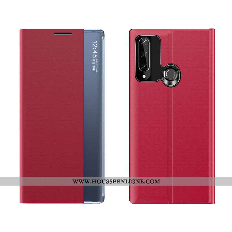 Housse Huawei Y6p Cuir Protection Téléphone Portable Coque Clamshell Incassable Windows Bleu