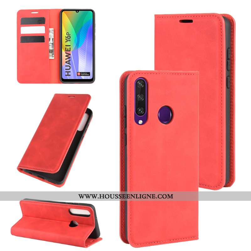 Housse Huawei Y6p Cuir Protection Étui Coque Téléphone Portable Clamshell Bleu