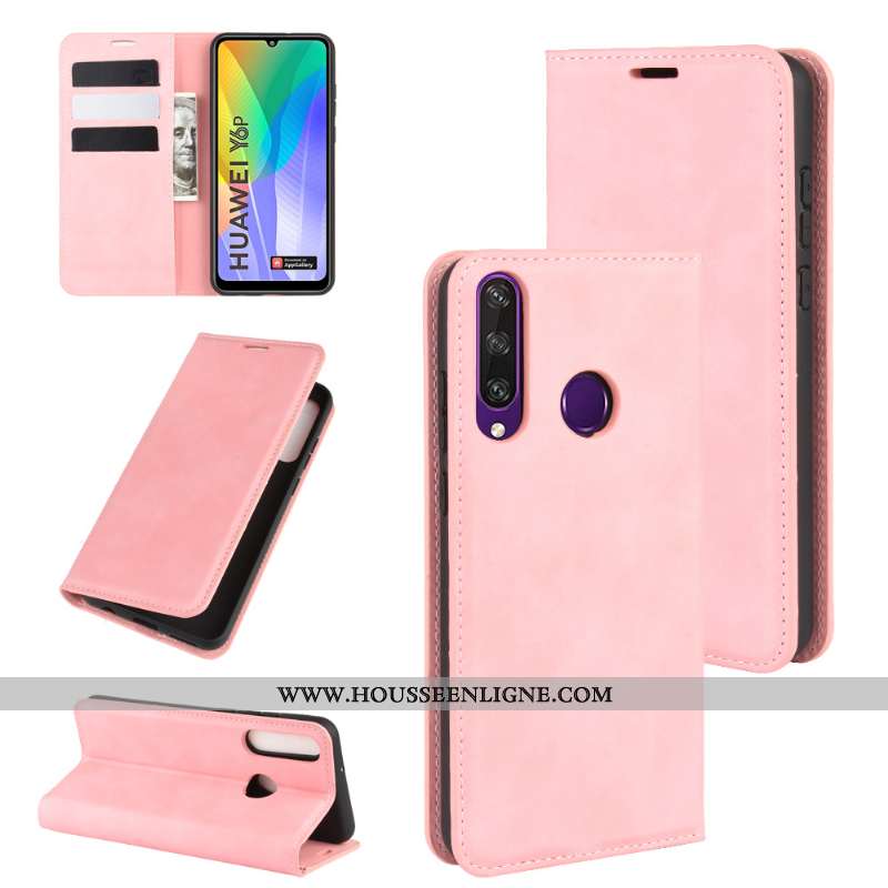 Housse Huawei Y6p Cuir Protection Étui Coque Téléphone Portable Clamshell Bleu