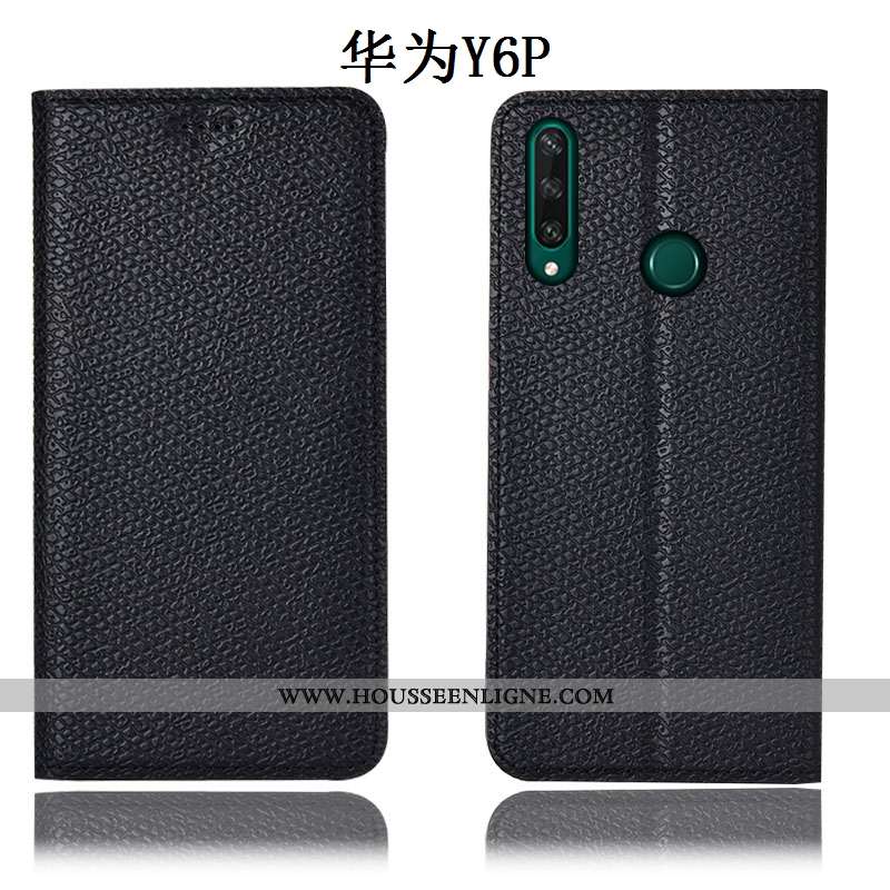 Housse Huawei Y6p Cuir Véritable Modèle Fleurie Protection Étui Incassable Coque Rouge