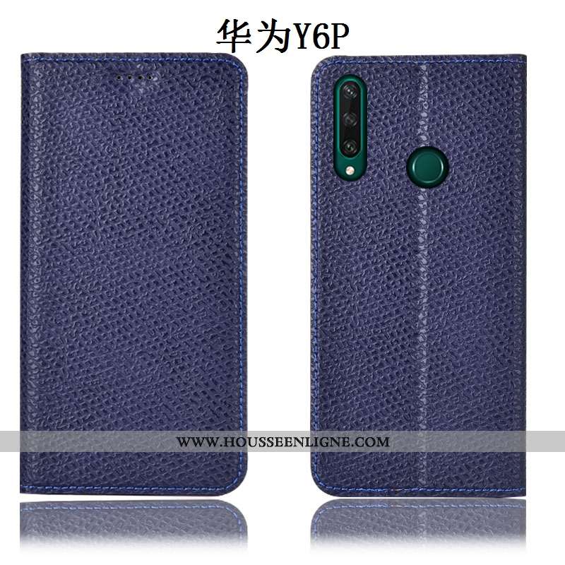 Housse Huawei Y6p Cuir Véritable Modèle Fleurie Protection Étui Incassable Coque Rouge