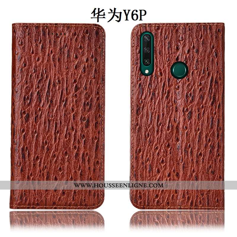Housse Huawei Y6p Cuir Véritable Protection Incassable Téléphone Portable Oiseau Étui Tout Compris B