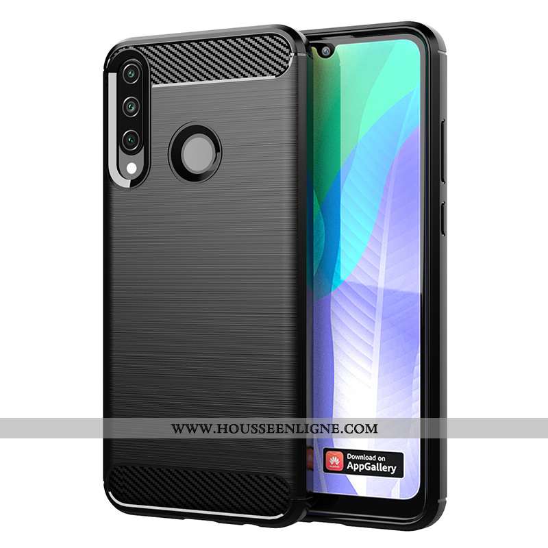 Housse Huawei Y6p Fluide Doux Protection Couleur Unie Modèle Fleurie Étui Téléphone Portable Bleu