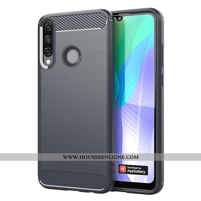 Housse Huawei Y6p Fluide Doux Protection Couleur Unie Modèle Fleurie Étui Téléphone Portable Bleu